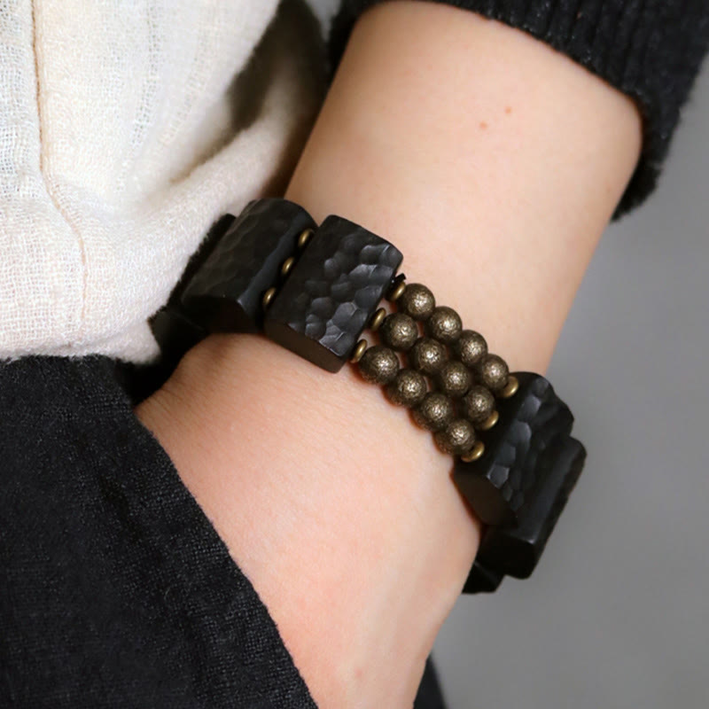 Buddha Stones Vintage Peace Ebony Wood Copper Beads Balance Bracelet - image 12