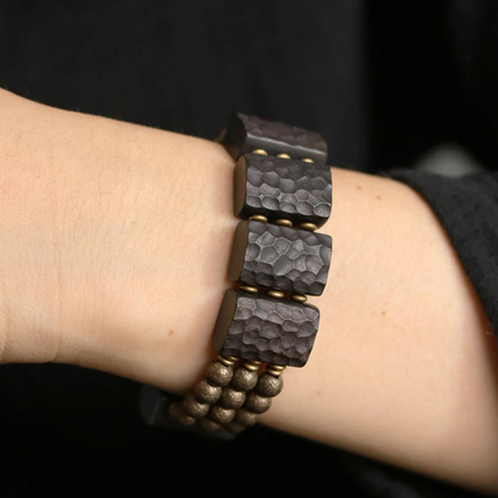 Buddha Stones Vintage Peace Ebony Wood Copper Beads Balance Bracelet - image 4