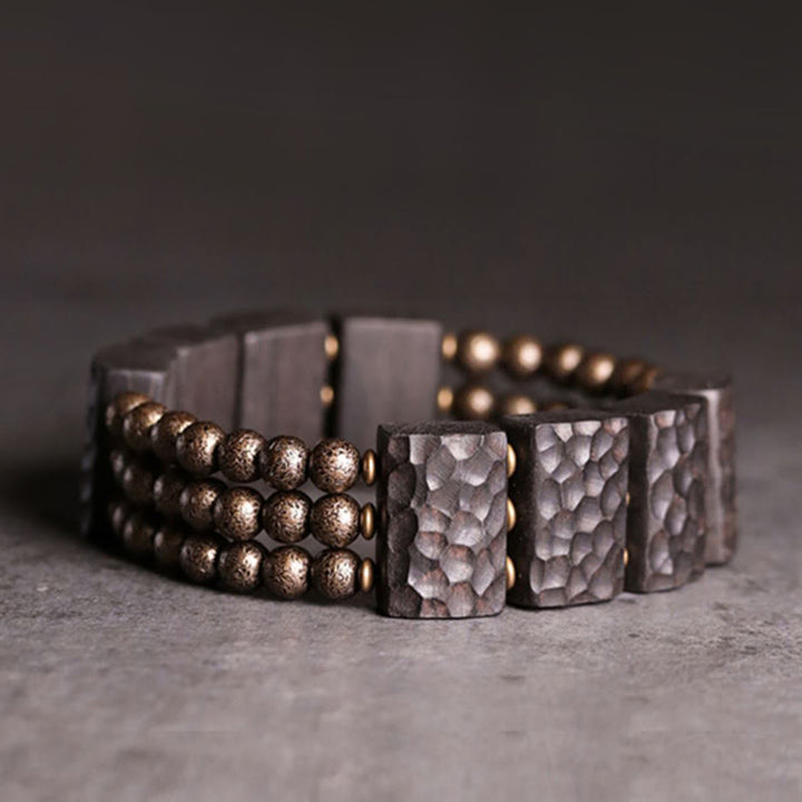 Buddha Stones Vintage Peace Ebony Wood Copper Beads Balance Bracelet - image 9