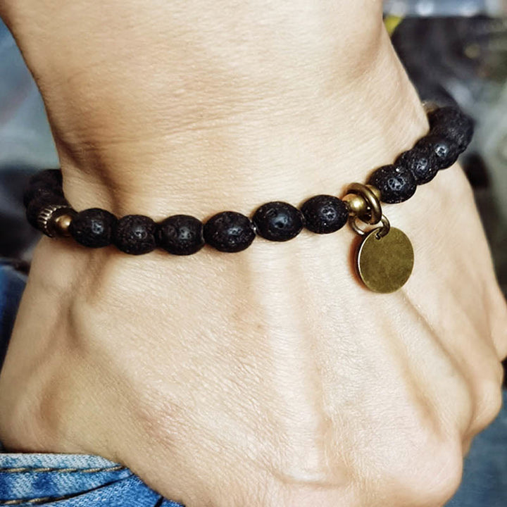Buddha Stones Natural Lava Rock Beads Calm Support Healing Bracelet - image 5