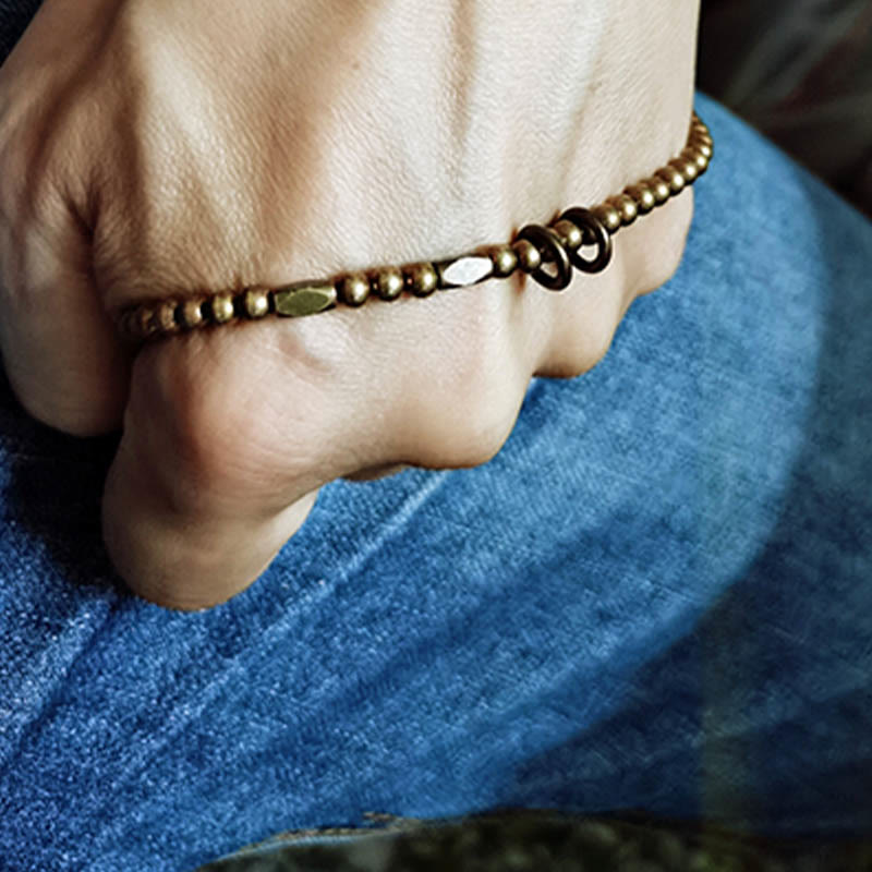 Buddha Stones Wealth Self Care Copper Brass Beads Design Couple Bracelet - image 8