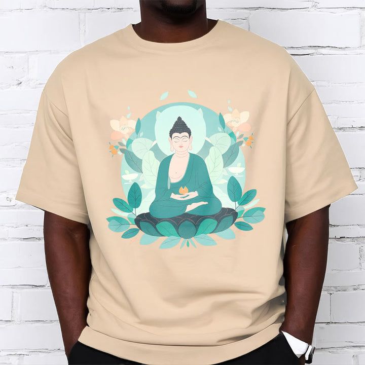 Buddha Stones Close Eyes Green Leaf Buddha Tee T-shirt - image 10