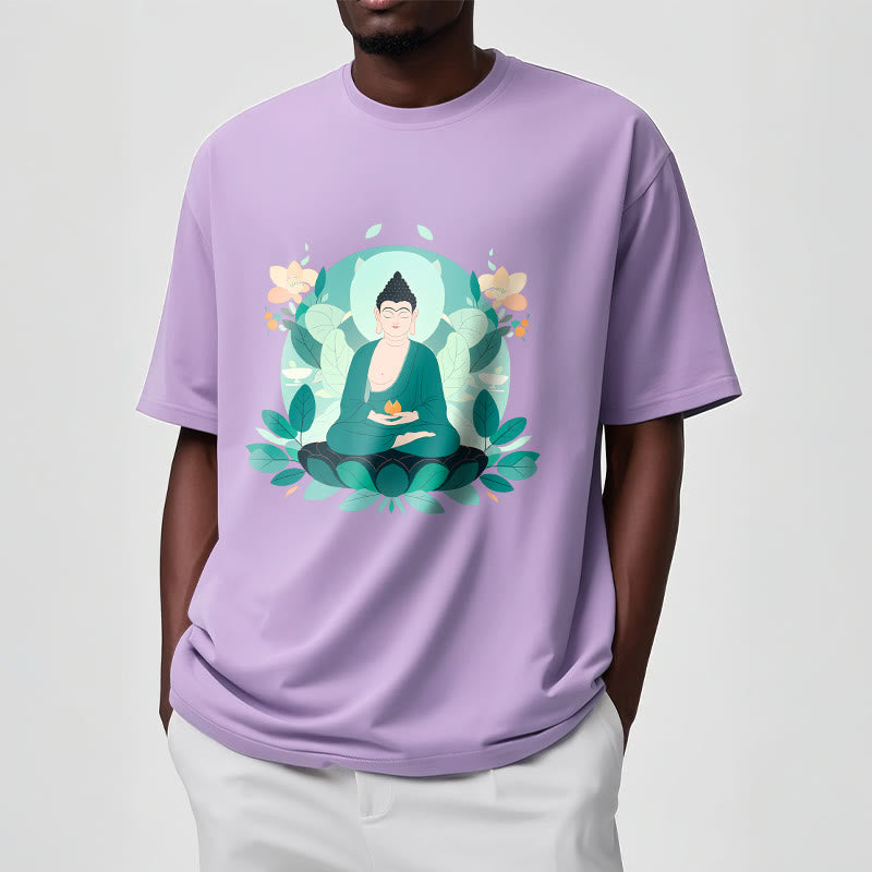 Buddha Stones Close Eyes Green Leaf Buddha Tee T-shirt - image 16