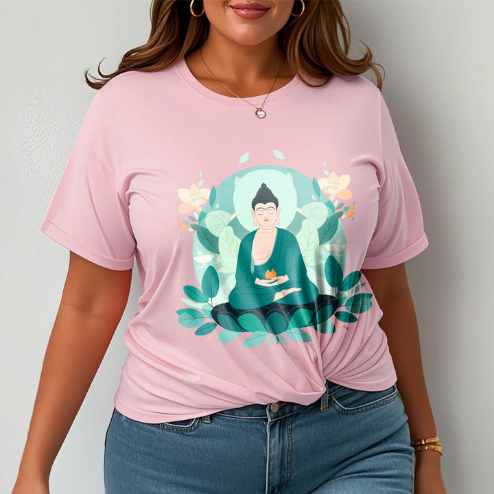 Buddha Stones Close Eyes Green Leaf Buddha Tee T-shirt - image 14