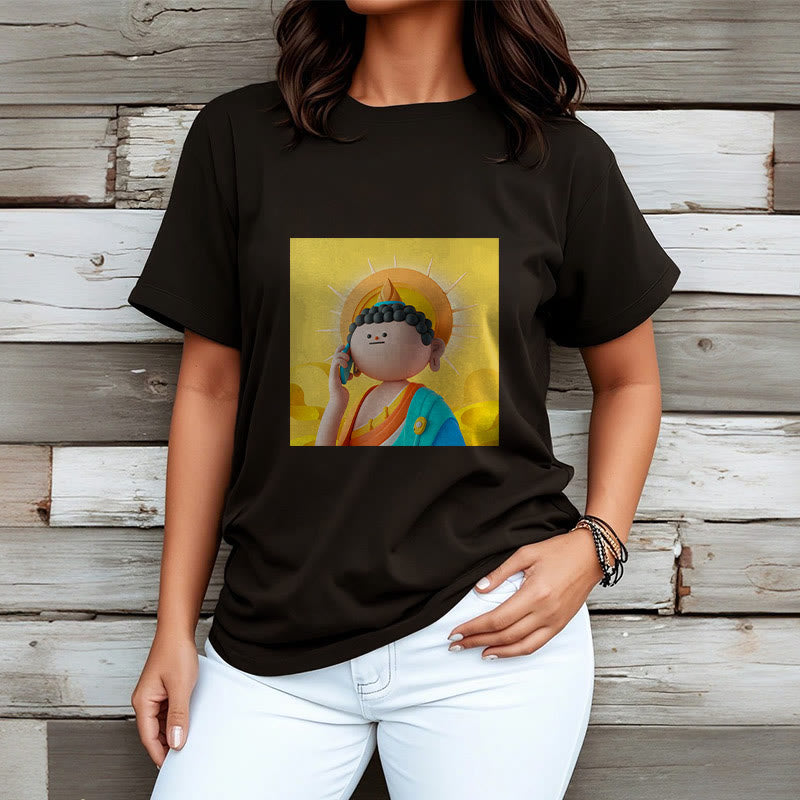 Buddha Stones Buddha Picks Up The Phone Tee T-shirt - image 6