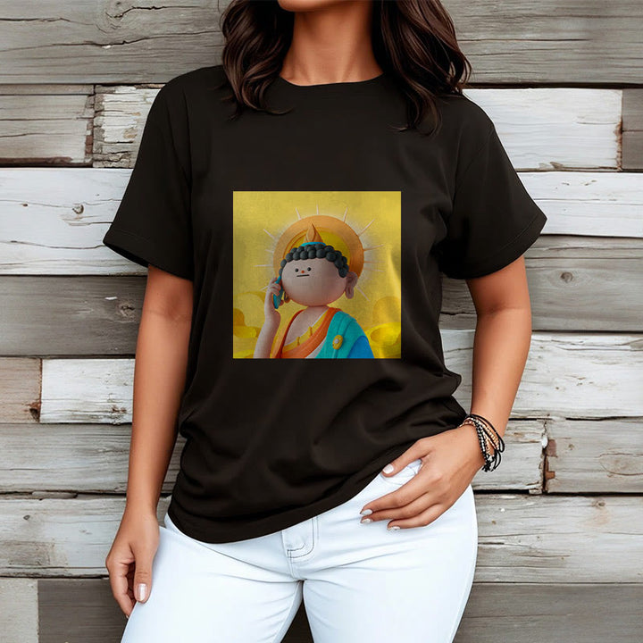 Buddha Stones Buddha Picks Up The Phone Tee T-shirt - image 6