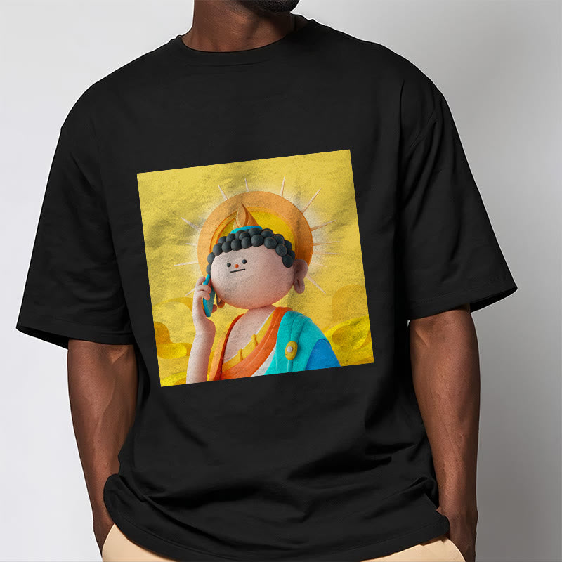 Buddha Stones Buddha Picks Up The Phone Tee T-shirt - image 4