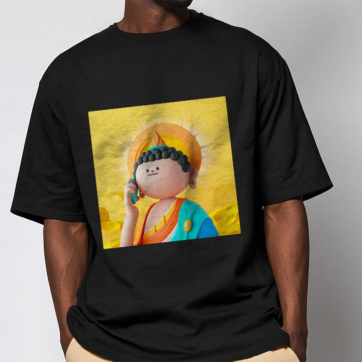 Buddha Stones Buddha Picks Up The Phone Tee T-shirt - image 4