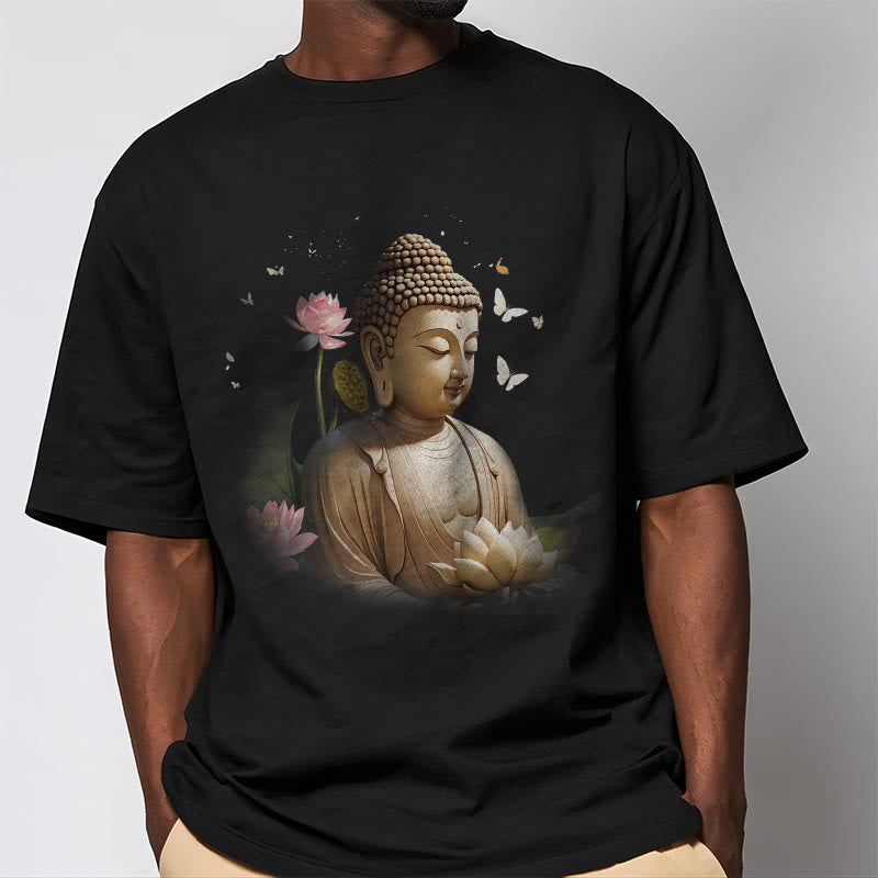 Buddha Stones Lotus Butterfly Meditation Buddha Tee T-shirt - image 4