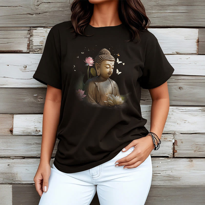 Buddha Stones Lotus Butterfly Meditation Buddha Tee T-shirt - image 6