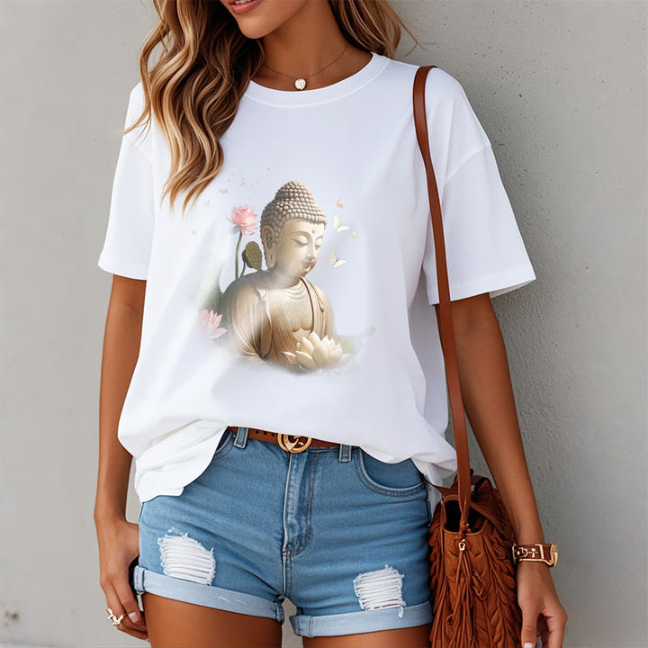 Buddha Stones Lotus Butterfly Meditation Buddha Tee T-shirt - image 2