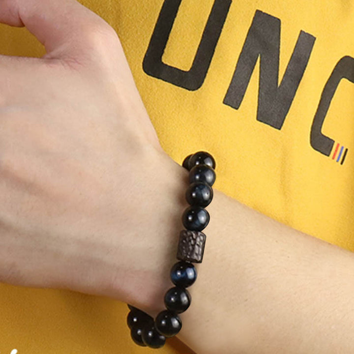 Buddha Stones Tiger Eye Ebony Wood Beads Calm Bracelet - image 3