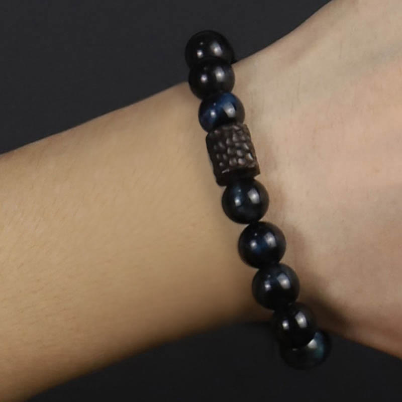 Buddha Stones Tiger Eye Ebony Wood Beads Calm Bracelet - image 13