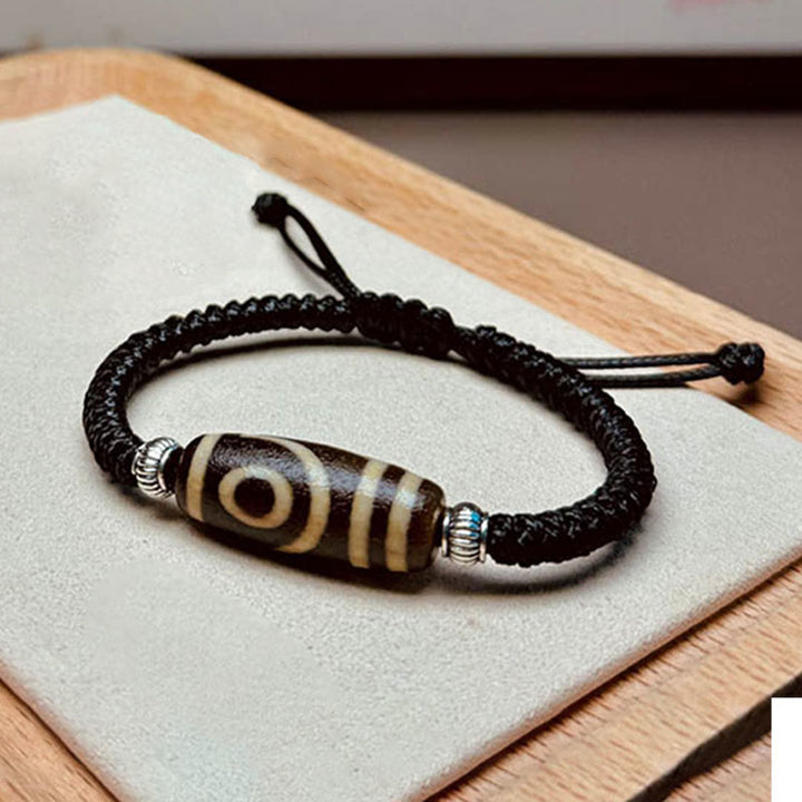 Buddha Stones Tibetan Nine-Eye Dzi Bead Three-eyed Dzi Bead Wealth Protection Rope Bracelet - Two-eye Dzi Bead(Wrist Circumference 14-16cm) - image 14