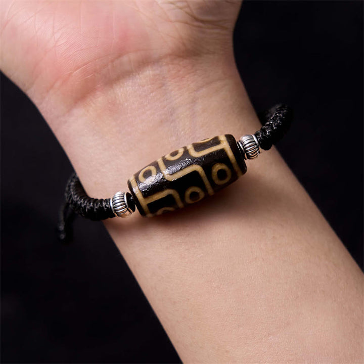 Buddha Stones Tibetan Nine-Eye Dzi Bead Three-eyed Dzi Bead Wealth Protection Rope Bracelet - image 3