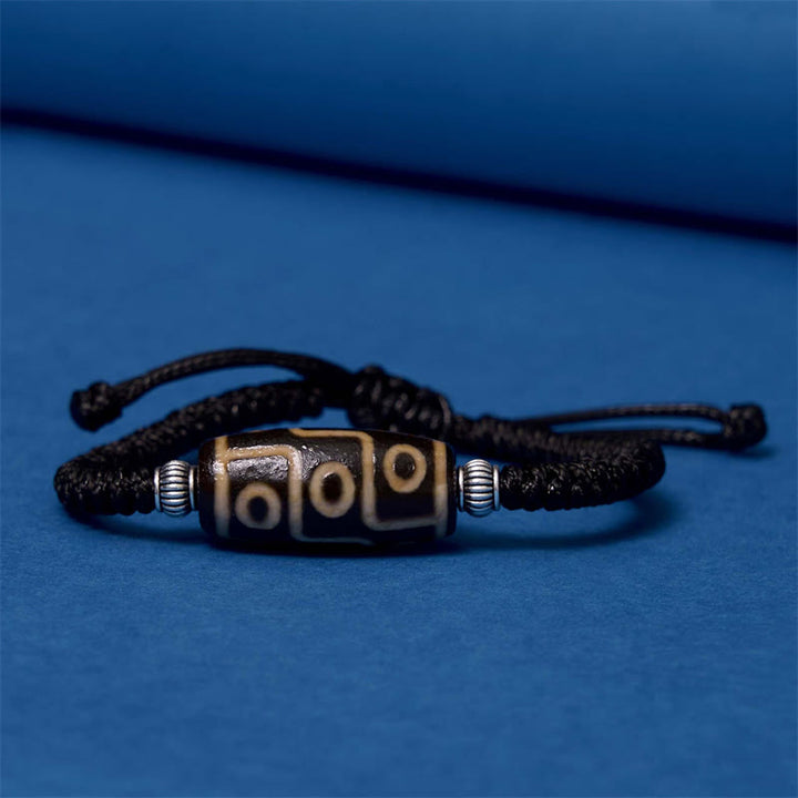 Buddha Stones Tibetan Nine-Eye Dzi Bead Three-eyed Dzi Bead Wealth Protection Rope Bracelet - image 6