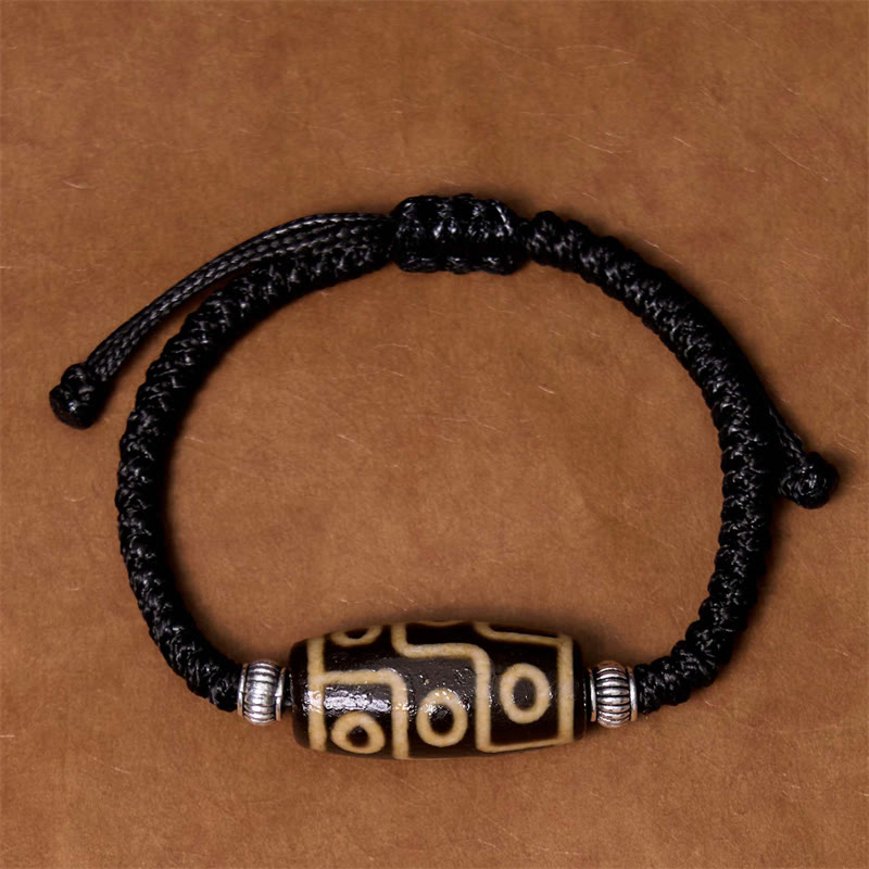 Buddha Stones Tibetan Nine-Eye Dzi Bead Three-eyed Dzi Bead Wealth Protection Rope Bracelet - image 4