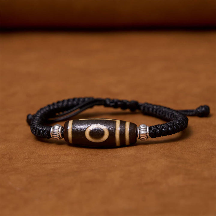 Buddha Stones Tibetan Nine-Eye Dzi Bead Three-eyed Dzi Bead Wealth Protection Rope Bracelet - One-eye Dzi Bead(Wrist Circumference 14-16cm) - image 8