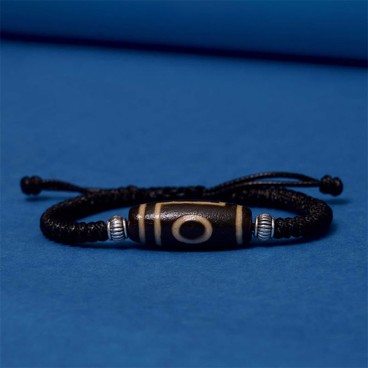 Buddha Stones Tibetan Nine-Eye Dzi Bead Three-eyed Dzi Bead Wealth Protection Rope Bracelet - image 12
