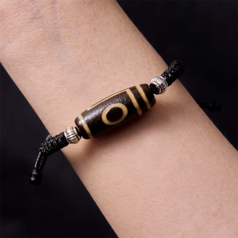 Buddha Stones Tibetan Nine-Eye Dzi Bead Three-eyed Dzi Bead Wealth Protection Rope Bracelet - image 10