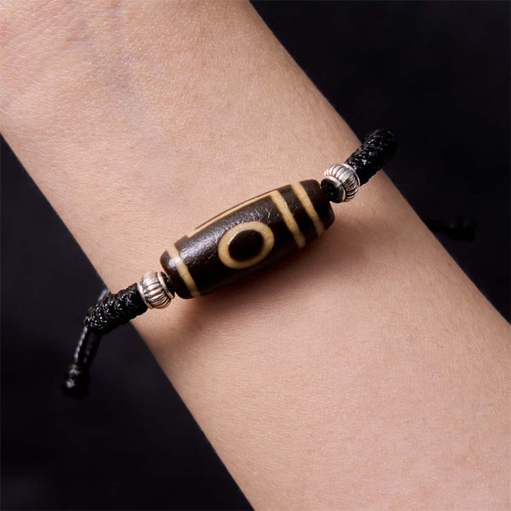 Buddha Stones Tibetan Nine-Eye Dzi Bead Three-eyed Dzi Bead Wealth Protection Rope Bracelet - image 10