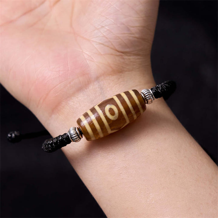 Buddha Stones Tibetan Nine-Eye Dzi Bead Three-eyed Dzi Bead Wealth Protection Rope Bracelet - image 18