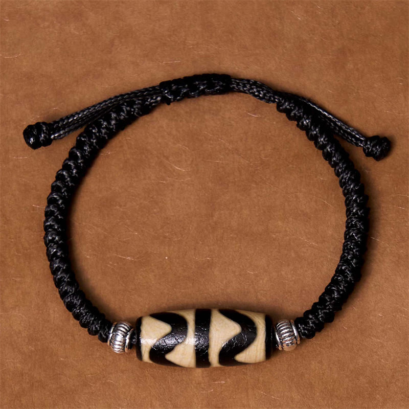 Buddha Stones Tibetan Nine-Eye Dzi Bead Three-eyed Dzi Bead Wealth Protection Rope Bracelet - image 30