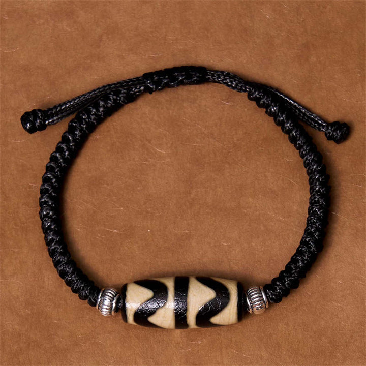 Buddha Stones Tibetan Nine-Eye Dzi Bead Three-eyed Dzi Bead Wealth Protection Rope Bracelet - image 30
