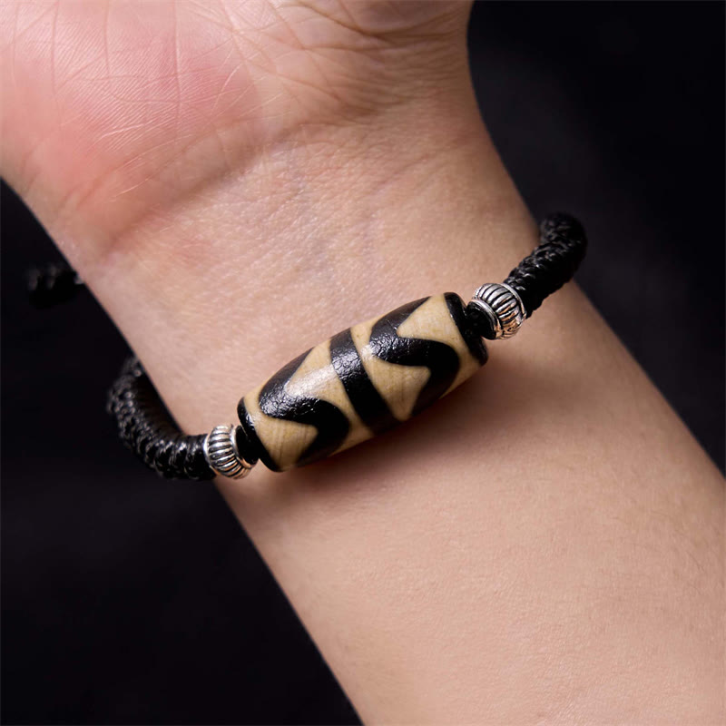 Buddha Stones Tibetan Nine-Eye Dzi Bead Three-eyed Dzi Bead Wealth Protection Rope Bracelet - image 29