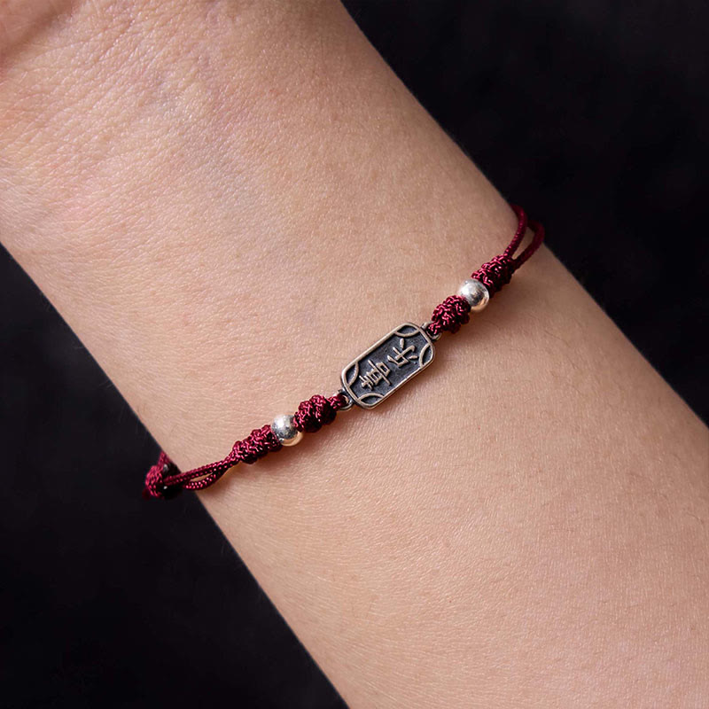 Buddha Stones Handmade 925 Sterling Silver Peace And Joy Safe Well Protection Braided Bracelet - image 6