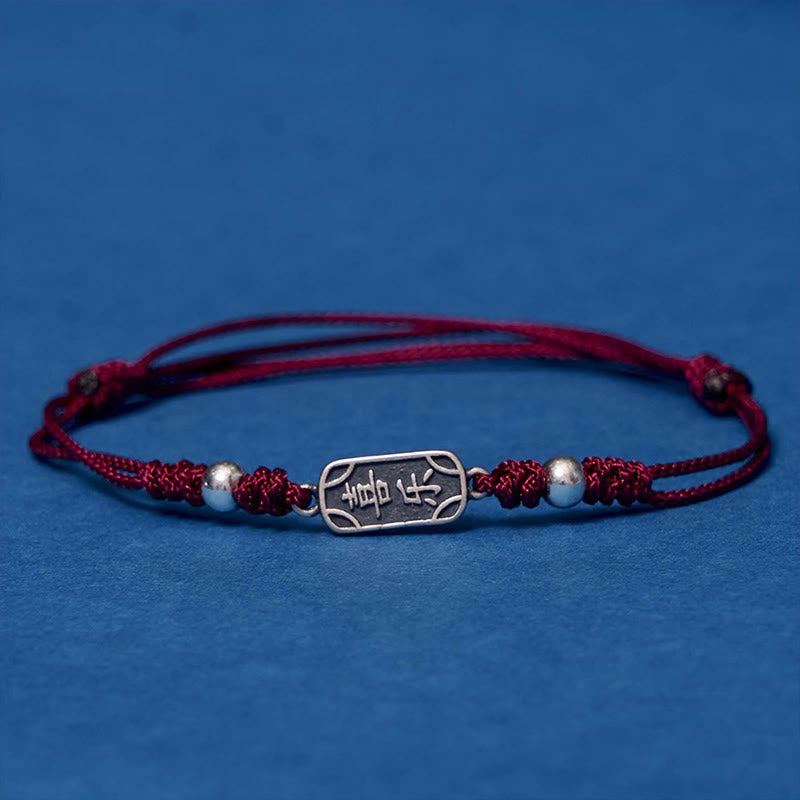 Buddha Stones Handmade 925 Sterling Silver Peace And Joy Safe Well Protection Braided Bracelet - image 2