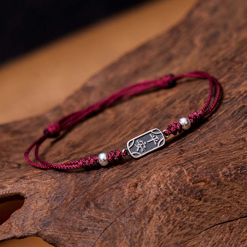 Buddha Stones Handmade 925 Sterling Silver Peace And Joy Safe Well Protection Braided Bracelet - image 1