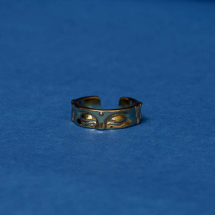 Buddha Stones Golden Meditation Buddha Serenity Copper Adjustable Ring - image 9