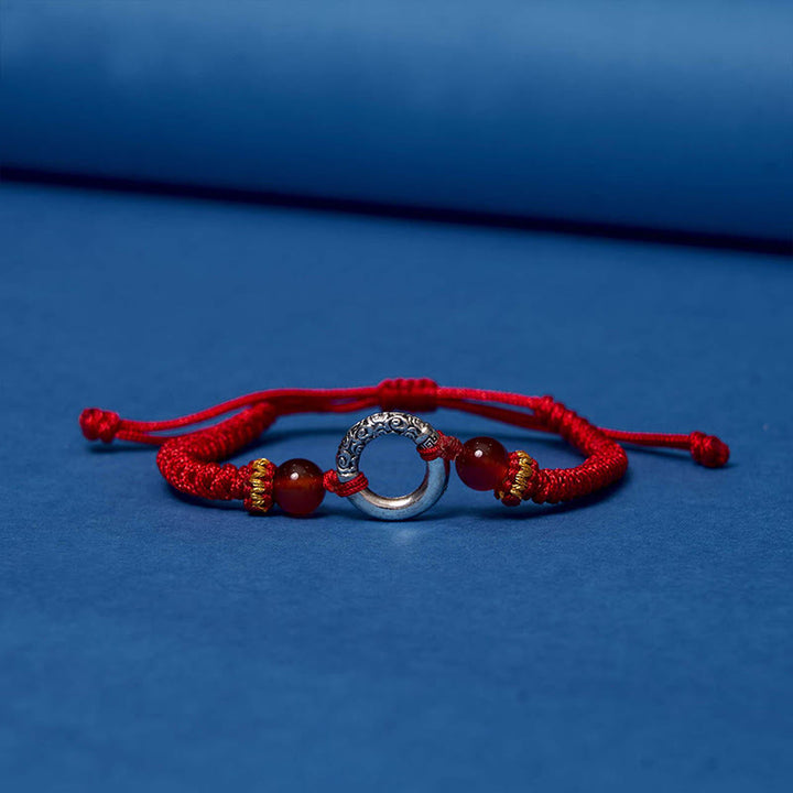 Buddha Stones 925 Sterling Silver Plated Copper Peace Buckle Protection Braided String Bracelet - image 5