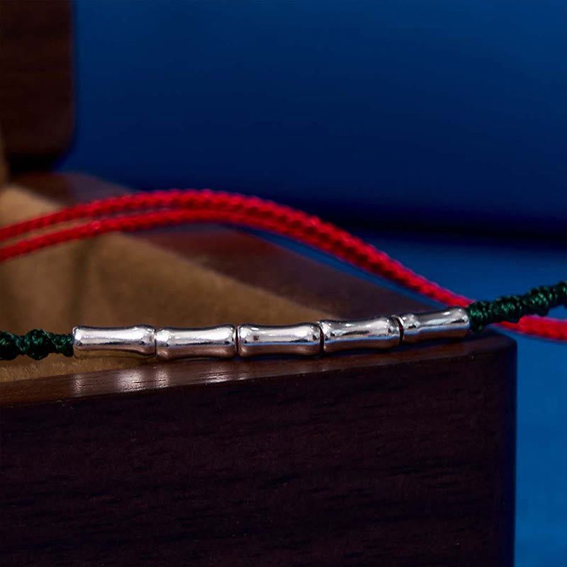 Buddha Stones 925 Sterling Silver Bamboo Design Luck Braided Ultra-Thin Rope Bracelet - image 3