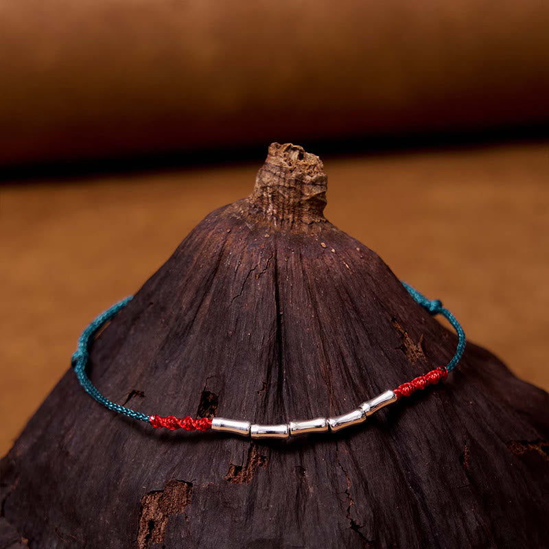 Buddha Stones 925 Sterling Silver Bamboo Design Luck Braided Ultra-Thin Rope Bracelet - image 13