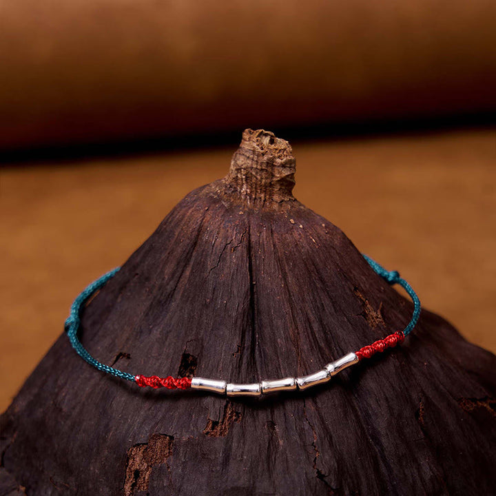 Buddha Stones 925 Sterling Silver Bamboo Design Luck Braided Ultra-Thin Rope Bracelet - image 13