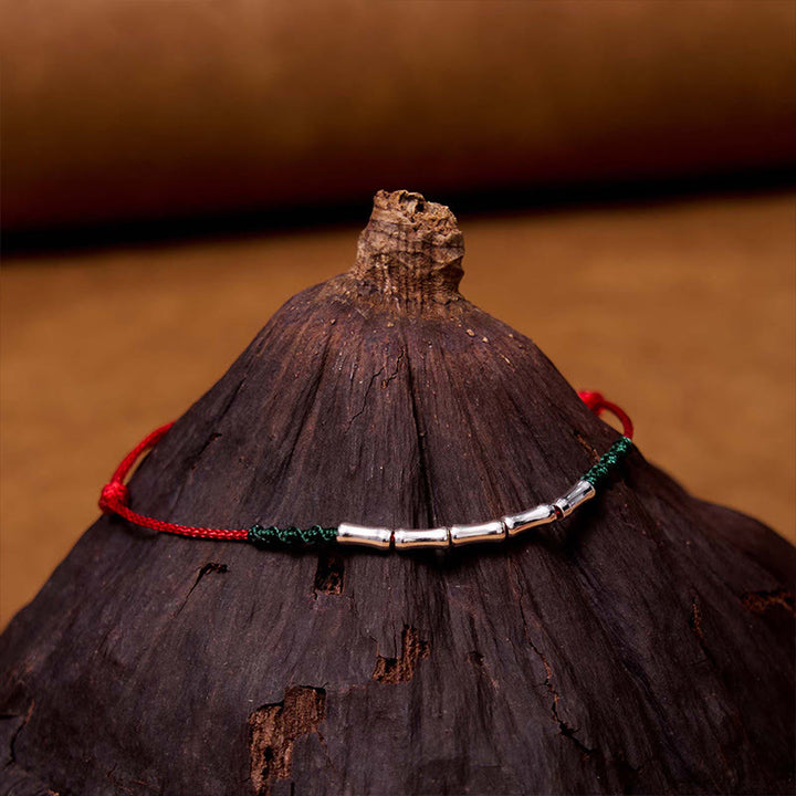 Buddha Stones 925 Sterling Silver Bamboo Design Luck Braided Ultra-Thin Rope Bracelet - image 2