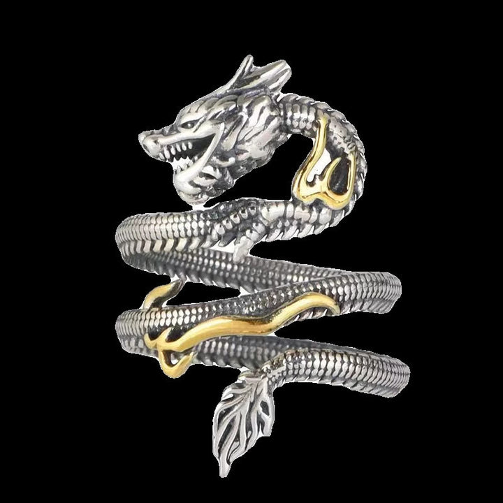 Buddha Stones Vintage Dragon Pattern Protection Ring - image 3