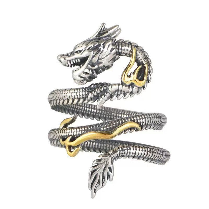 Buddha Stones Vintage Dragon Pattern Protection Ring - image 4
