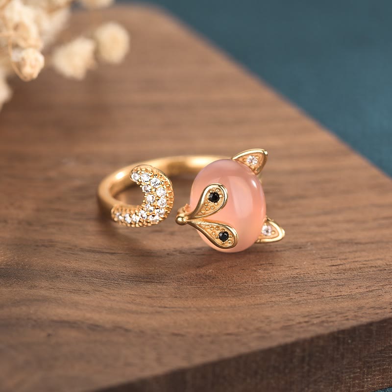 Buddha Stones Cat's Eye Copper Fox Love Ring - image 1