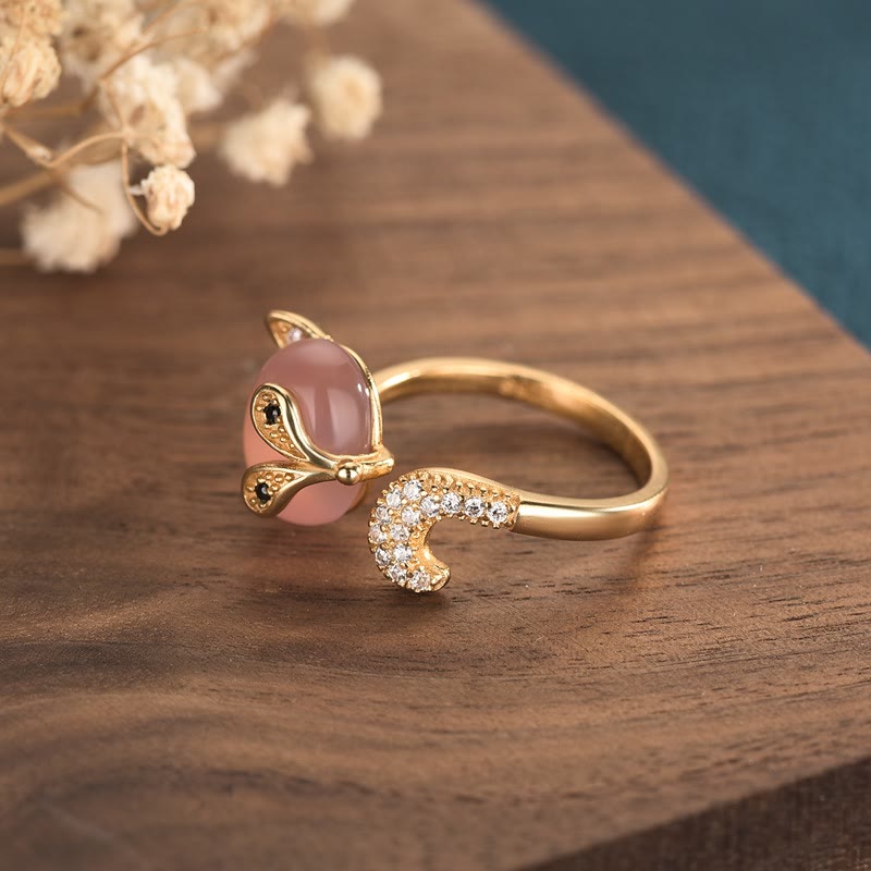 Buddha Stones Cat's Eye Copper Fox Love Ring - image 2