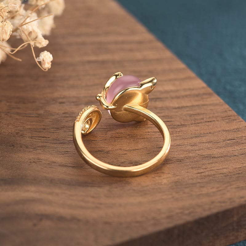 Buddha Stones Cat's Eye Copper Fox Love Ring - image 3