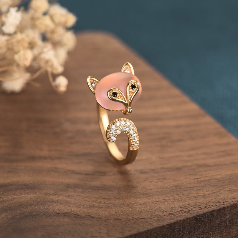 Buddha Stones Cat's Eye Copper Fox Love Ring - Cat's Eye(Peace♥Support) - image 0