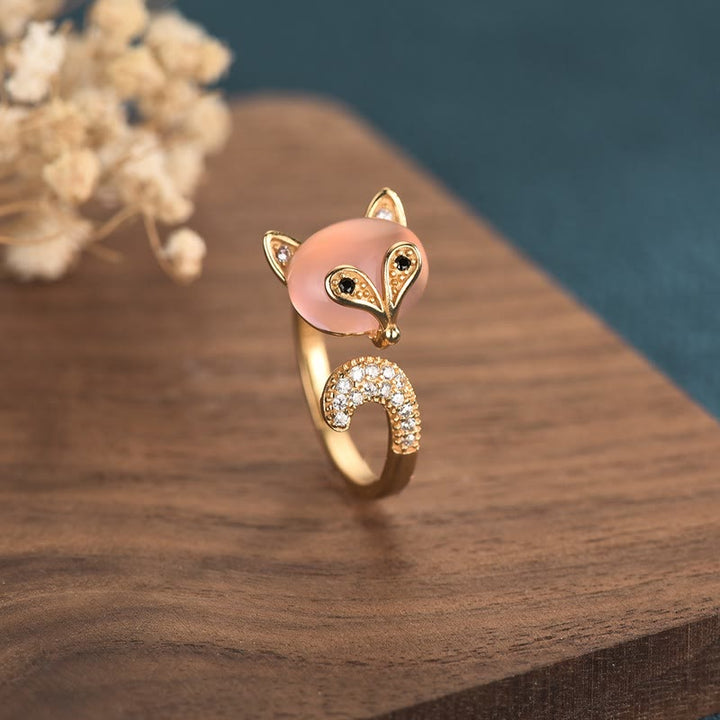 Buddha Stones Cat's Eye Copper Fox Love Ring - Cat's Eye(Peace♥Support) - image 0