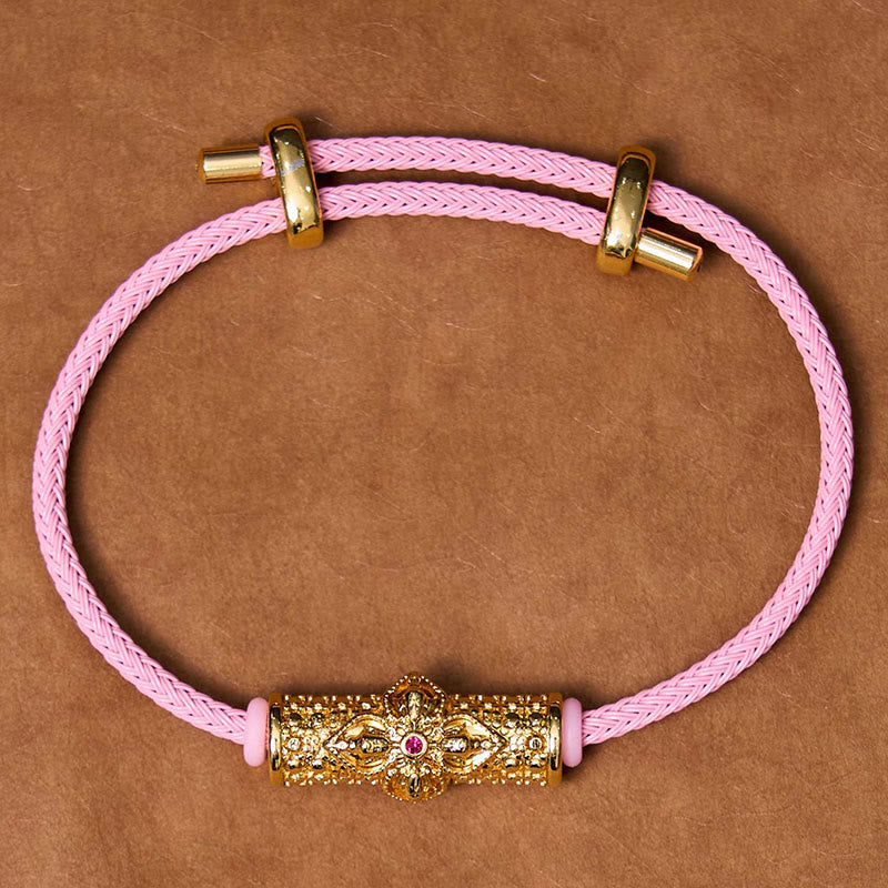 Buddha Stones Copper Luck Red String Bracelet - Gold Pink String(Wrist Circumference: 14-20cm) - image 42