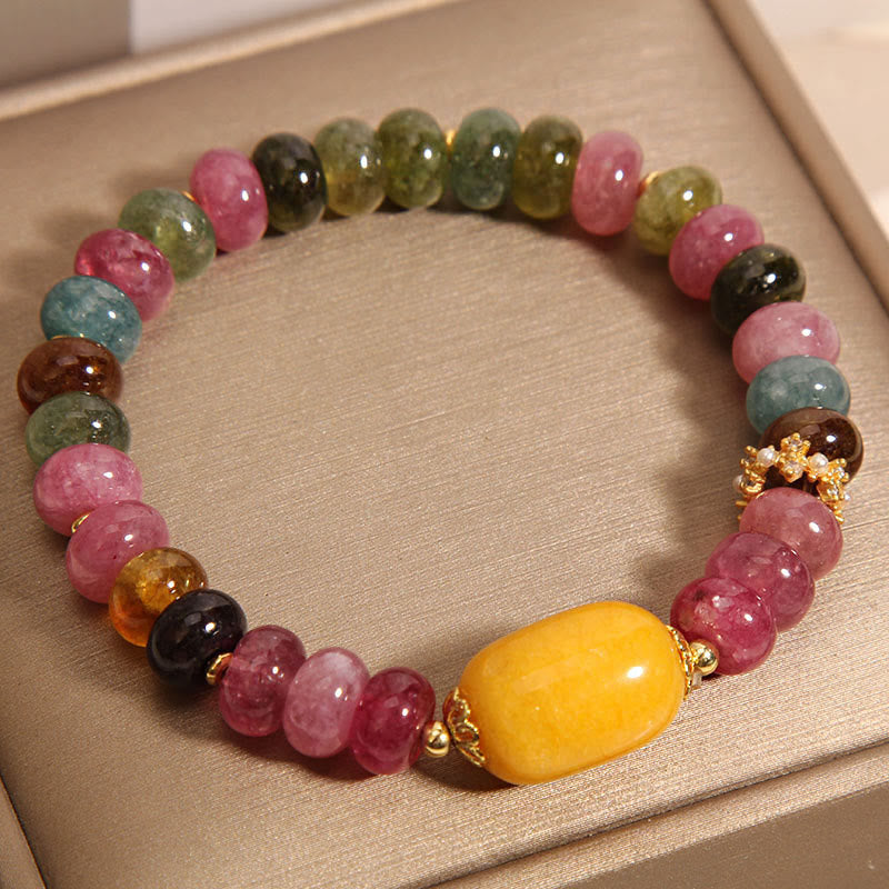 Buddha Stones Natural Tourmaline Topaz Positive Bracelet - Tourmaline(Wrist Circumference: 15-17cm) - image 0