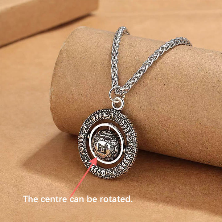 Buddha Stones One's Luck Improves Design Pattern Copper Rotatable Necklace Pendant - image 2