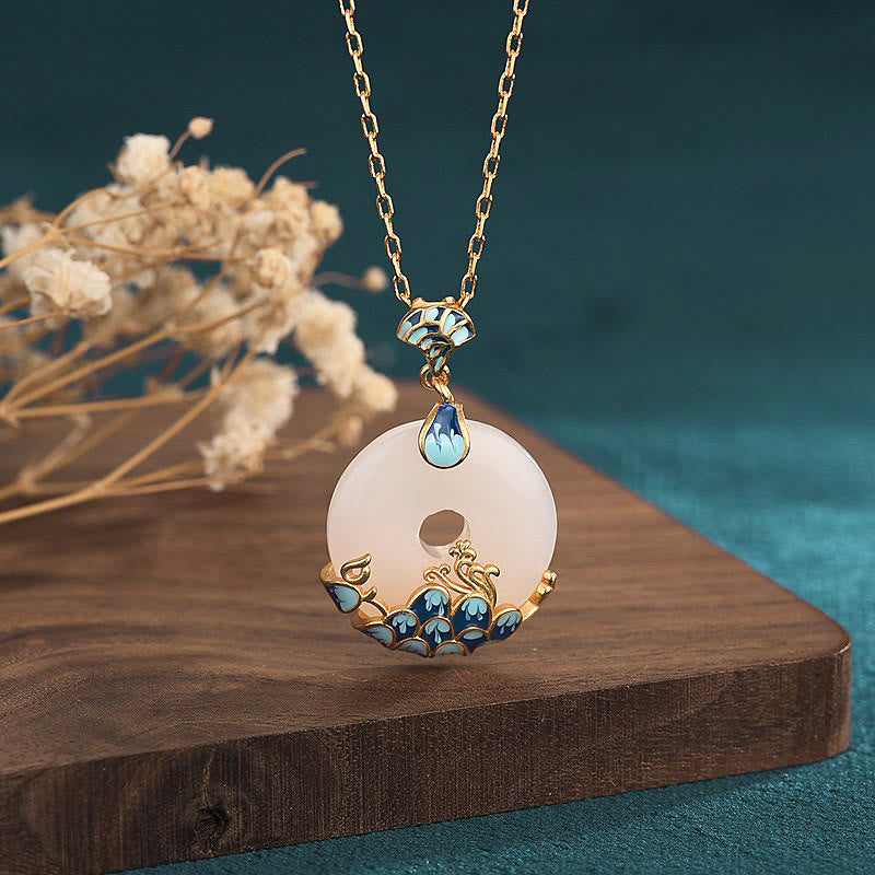Buddha Stones White Jade Peace Buckle Mountains And Sea Luck Necklace Pendant - White Jade Peace Buckle - image 0