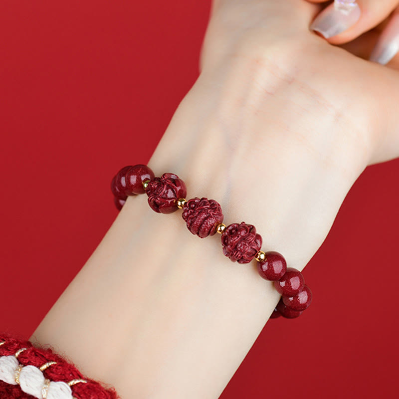 Buddha Stones Chinese Zodiac Cinnabar Keep Away Evil Spirits Blessing Bracelet - image 22